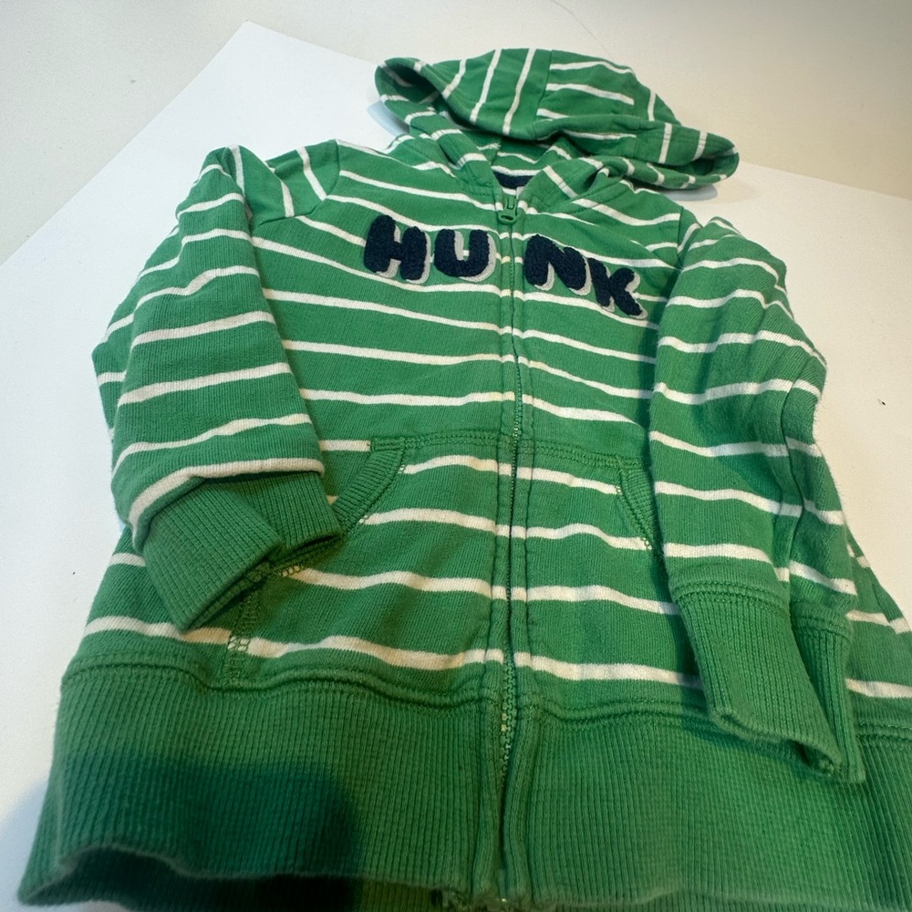 Kenneth Cole Reaction Green Striped Hooded Zip Sweater - Picture 6 of 7